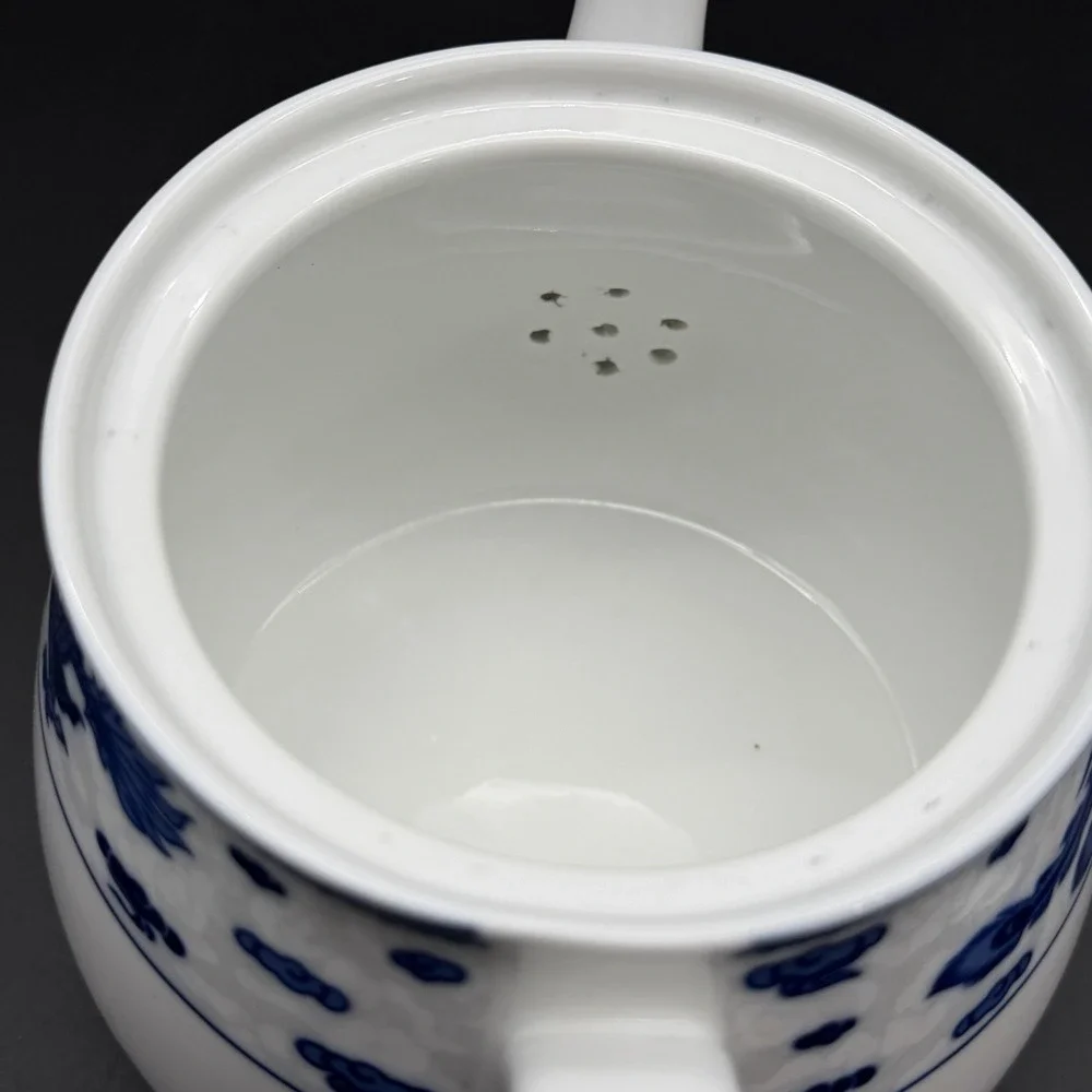 Vintage Lake Tian Blue White Porcelain Teapot Dragon Phoenix Chinese 5